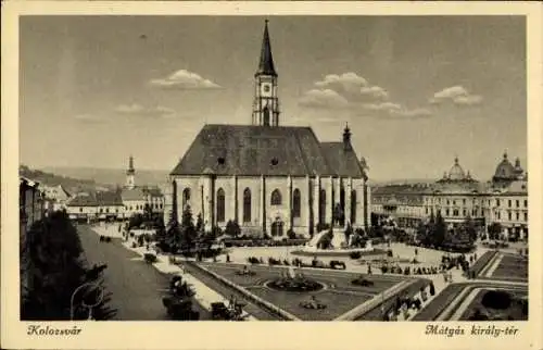 Ak Cluj Napoca Klausenburg Kolozsvar Rumänien, Kirche am König Matthias Platz