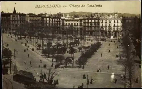 Ak Barcelona Katalonien Spanien, Plaza de Cataluna