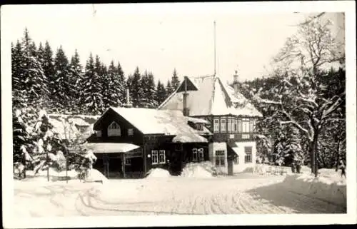 Ak Oberhof im Thüringer Wald, Gebäude, Wald, Winter