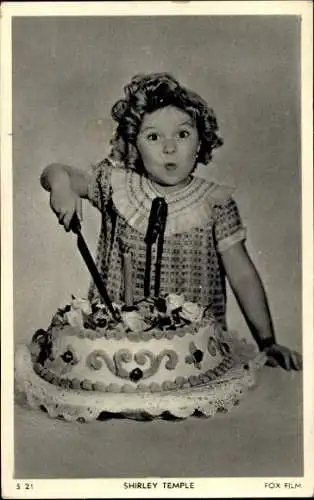 Ak Schauspielerin Shirley Temple, Portrait, Torte, Fox Film S 21