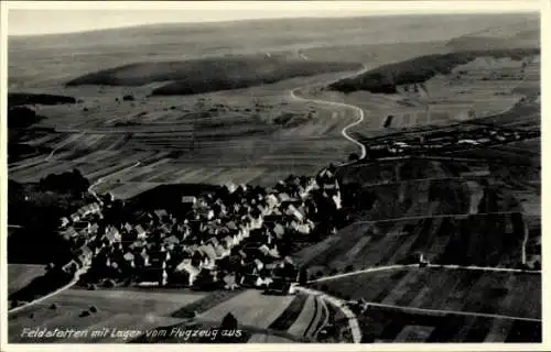 Ak Feldstetten Laichingen in Württemberg, Fliegeraufnahme, Lager