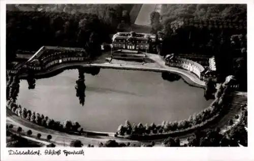 Ak Benrath Düsseldorf am Rhein, Fliegeraufnahme, Schloss