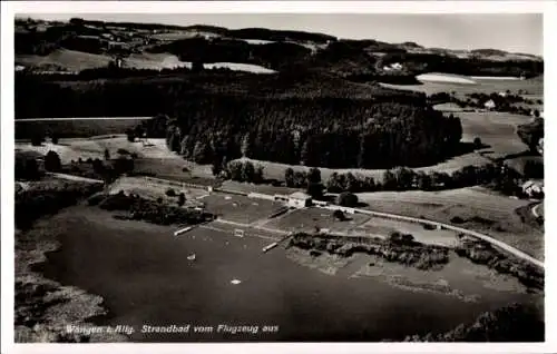 Ak Wangen im Allgäu, Fliegeraufnahme, Strandbad