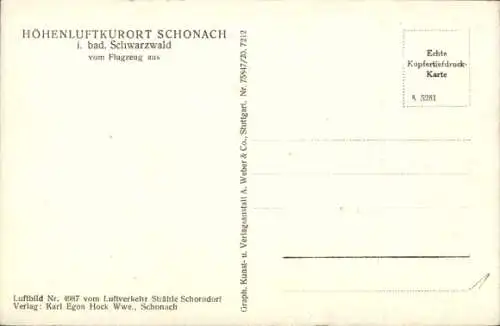 Ak Schonach im Schwarzwald, Fliegeraufnahme