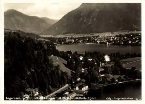 Ak Tegernsee in Oberbayern, Fliegeraufnahme, Strandbad Kellerer, Rottach-Egern