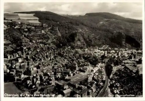 Ak Idar Oberstein an der Nahe, Fliegeraufnahme vom Ort