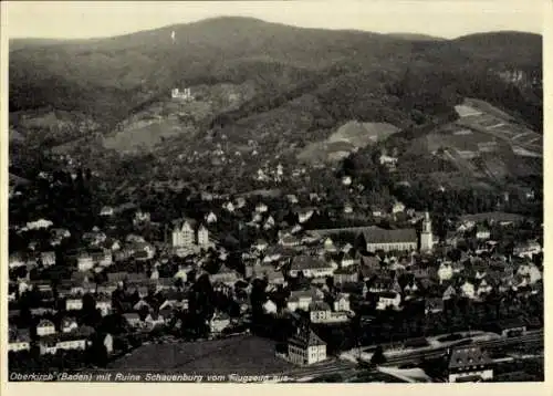 Ak Oberkirch im Renchtal Baden, Fliegeraufnahme, Ruine Schauenburg