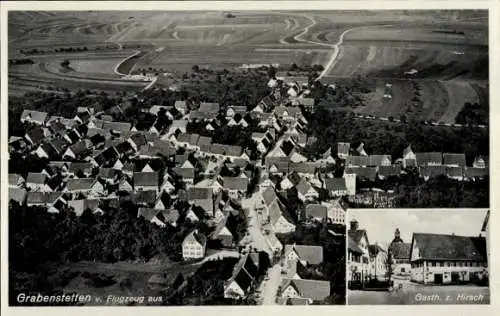 Ak Grabenstetten in Baden Württemberg, Fliegeraufnahme, Gasthaus zum Lamm, Inh. Kazmaier