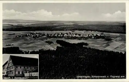 Ak Göttelfingen Seewald im Schwarzwald,  Schwarzwald, v. Flugzeug aus, Gasth. z. Sonne