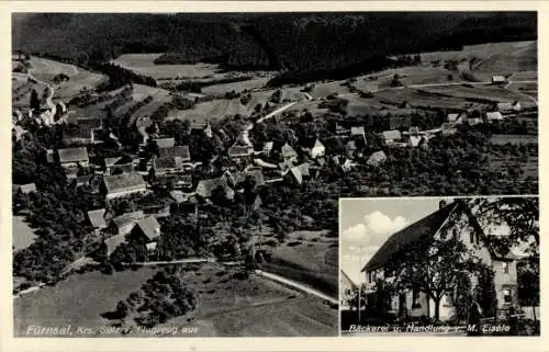 Ak Fürnsal Dornhan im Schwarzwald,  Krs. Sulz v. Flugzeug aus, Bäckerei u. Handlung . M. Eisele