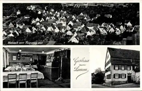 Ak Hebsack Remshalden in Württemberg, Hebsack vom Flugzeug aus,
Gasthaus
Zum
Lamm