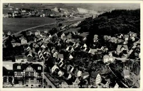 Ak Klingenstein Blaustein in Württemberg, Das Bild zeigt eine Luftaufnahme von Klingenstein be...