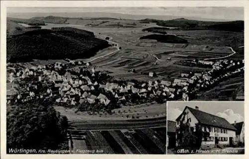 Ak Würtingen St. Johann Schwäbische Alb Württemberg, Fliegeraufnahme, Gasth. z. Hirsch