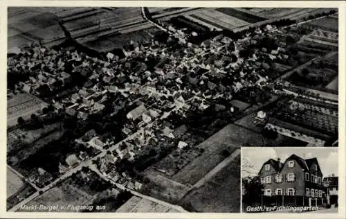 Ak Marktbergel Mittelfranken, Fliegeraufnahme, Gasth. z. Frühlingsgarten