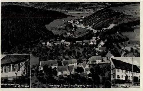 Ak Neu Isenburg in Hessen, Isenburg bei Horb aus der Vogelperspektive, Gasthaus Sonne, Kolonia...