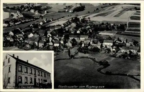 Ak Oberlinxweiler St. Wendel in Saarland, Oberlinxweiler vom Flugzeug aus, Gasthaus z Eisenbahn