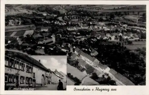 Ak Ormesheim Mandelbachtal im Saarland, Fliegeraufnahme, Med.-Drogerie Bieg