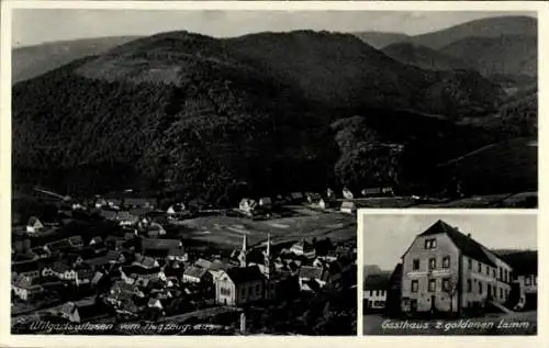 Ak Wilgartswiesen in der Pfalz, Wilgartswiesen vom Teufelsberg aus, Gasthaus z. goldenen Lamm