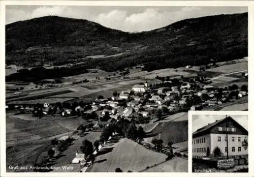 Ak Arnbruck im Bayerischen Wald Oberpfalz, Gruß aus  bayr. Wald, Schulhaus