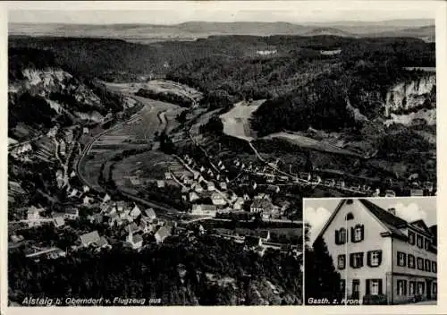 Ak Albstadt in Baden Württemberg, Albstadt b. Oberndorf v. Flugzeug aus, Gasth. z. Krone