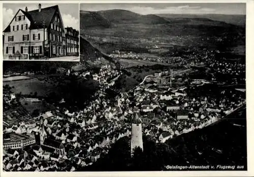 Ak Altenstadt Geislingen an der Steige, Fliegeraufnahme, Gasthaus - Saalbau - Metzgerei