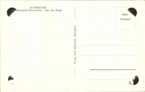 Passepartout Ak Würzburg am Main Unterfranken, Juliusspital Weinstube, Inh. Jos. Popp