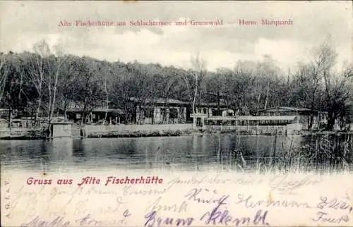 Ak Berlin Zehlendorf, Alte Fischerhütte am Schlachtensee und Grunewald