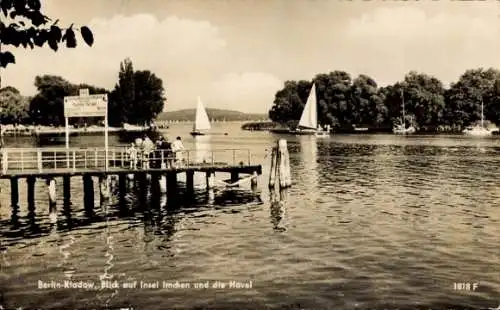 Ak Berlin Spandau Kladow, Blick auf Insel Imchen und die Havel