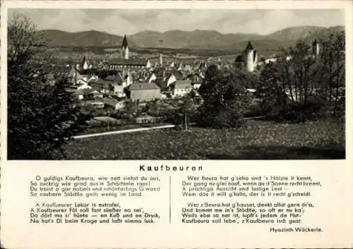 Gedicht Ak Kaufbeuren an der Wertach in Schwaben, Gesamtansicht, Hyazinth Wäckerle