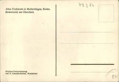 Künstler Ak Schuldis Raffael, K., Malterdingen Baden, Altes Torhäusle