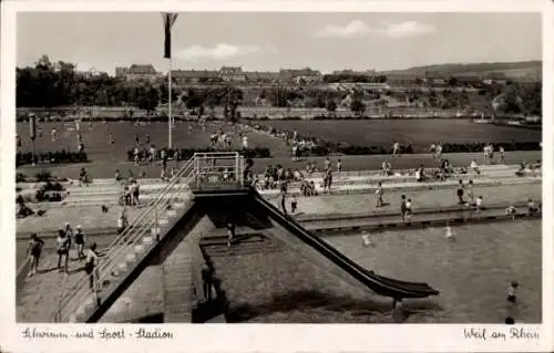 Ak Weil am Rhein, Schwimm- und Sportstadion, Rutsche