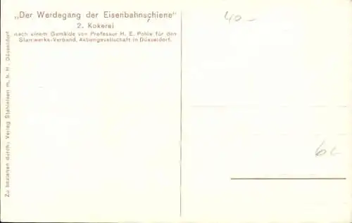 Künstler Ak Pohle, Der Werdegang der Eisenbahnschienen, Kokerei