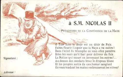 Ak Compiègne Oise, à la Majesté, Empereur de Russie, S. M. Nicolas II, Promoteur de la Conference