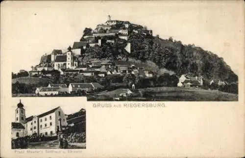 Ak Riegersburg Steiermark, Panorama, Franz Maurer's Gasthaus u. Bäckerei