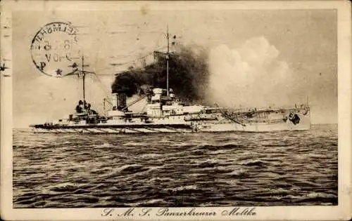 Ak Deutsches Kriegsschiff, SMS Panzerkreuzer Moltke, Kaiserliche Marine