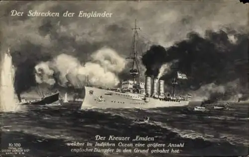 Ak Deutsches Kriegsschiff SMS Emden, Kaiserliche Marine, Fregattenkapitän von Müller