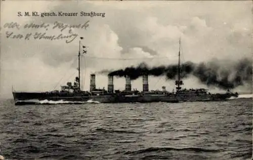 Ak Deutsches Kriegsschiff, SMS Straßburg, Kleiner geschützter Kreuzer, Kaiserliche Marine