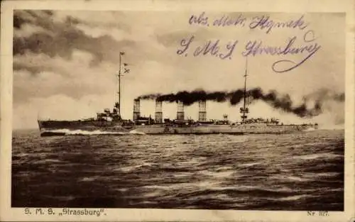 Ak Deutsches Kriegsschiff, SMS Strassburg, Kaiserliche Marine