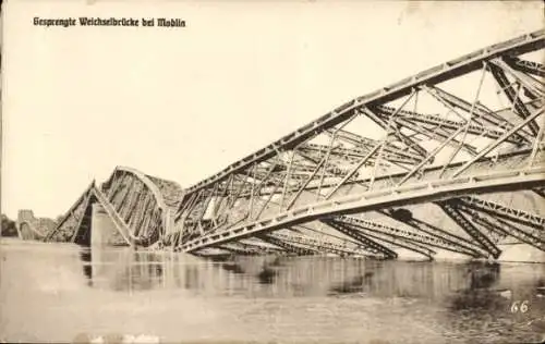 Foto Modlin Polen, Gesprengte Weichselbrücke, 1. WK