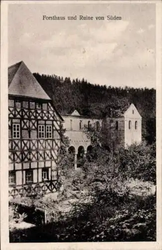 Ak Paulinzella Rottenbach Königsee in Thüringen, Forsthaus und Ruine von Süden, Gasthaus Menger