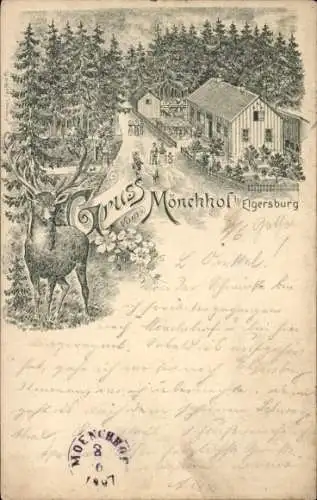 Litho Elgersburg in Thüringen, Mönchhof, Hirsch