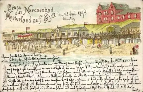 Vorläufer Litho Westerland auf Sylt, Strand