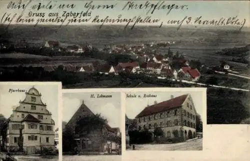 Ak Zaberfeld in Württemberg, Gesamtansicht, Pfarrhaus, Haus H. Lehmann, Schule, Rathaus