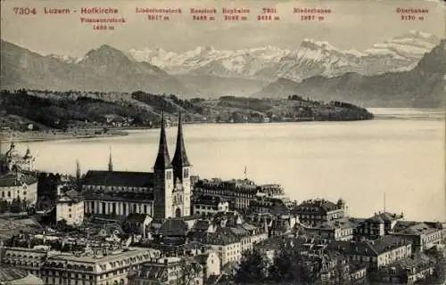 Ak Luzern Stadt Schweiz, Panorama, Hofkirche, Alpen, Niederbauen, Tödi, Oberbauen, Rosstock