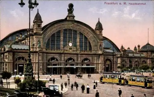 Ak Frankfurt am Main, Hauptbahnhof, Straßenbahn