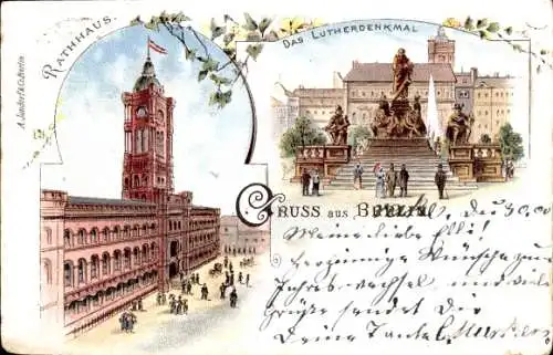 Litho Berlin Mitte, Rathaus, Lutherdenkmal