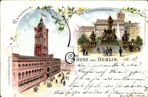 Litho Berlin Mitte, Rathaus, Lutherdenkmal