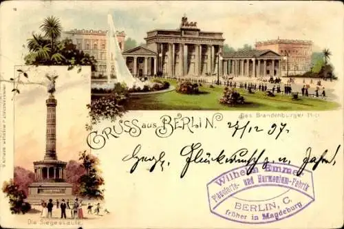 Litho Berlin, Siegessäule, Brandenburger Tor