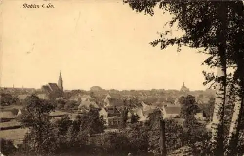 Ak Dahlen im Kreis Nordsachsen, Panorama der Stadt, Kirche