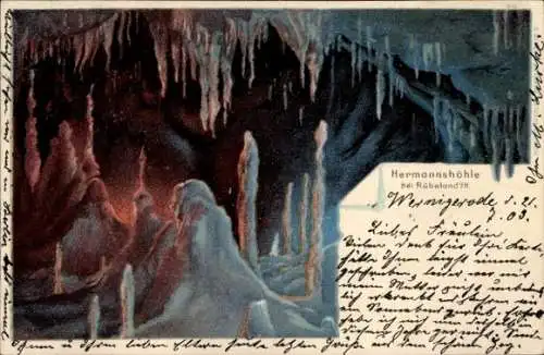 Litho Rübeland Oberharz am Brocken, Hermannshöhle, Inneres